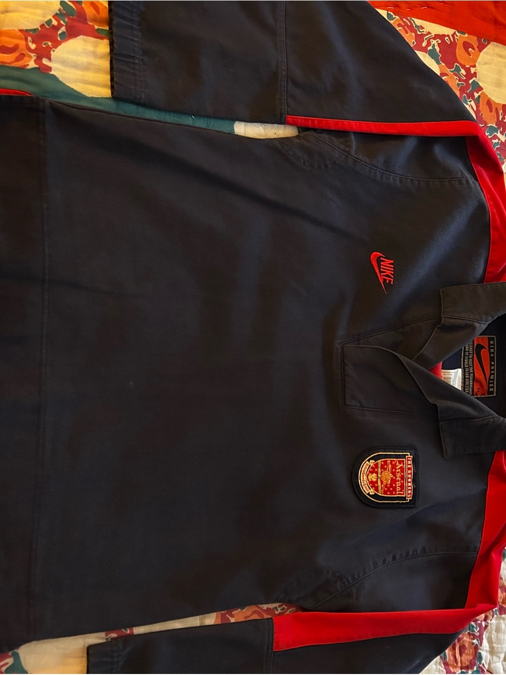 Arsenal Classic Nike Premier Navy and Red Crewneck Pullover 90s